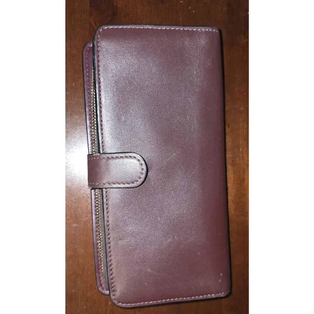 coach burgundy long wallet smooth leather Style F1677 51936